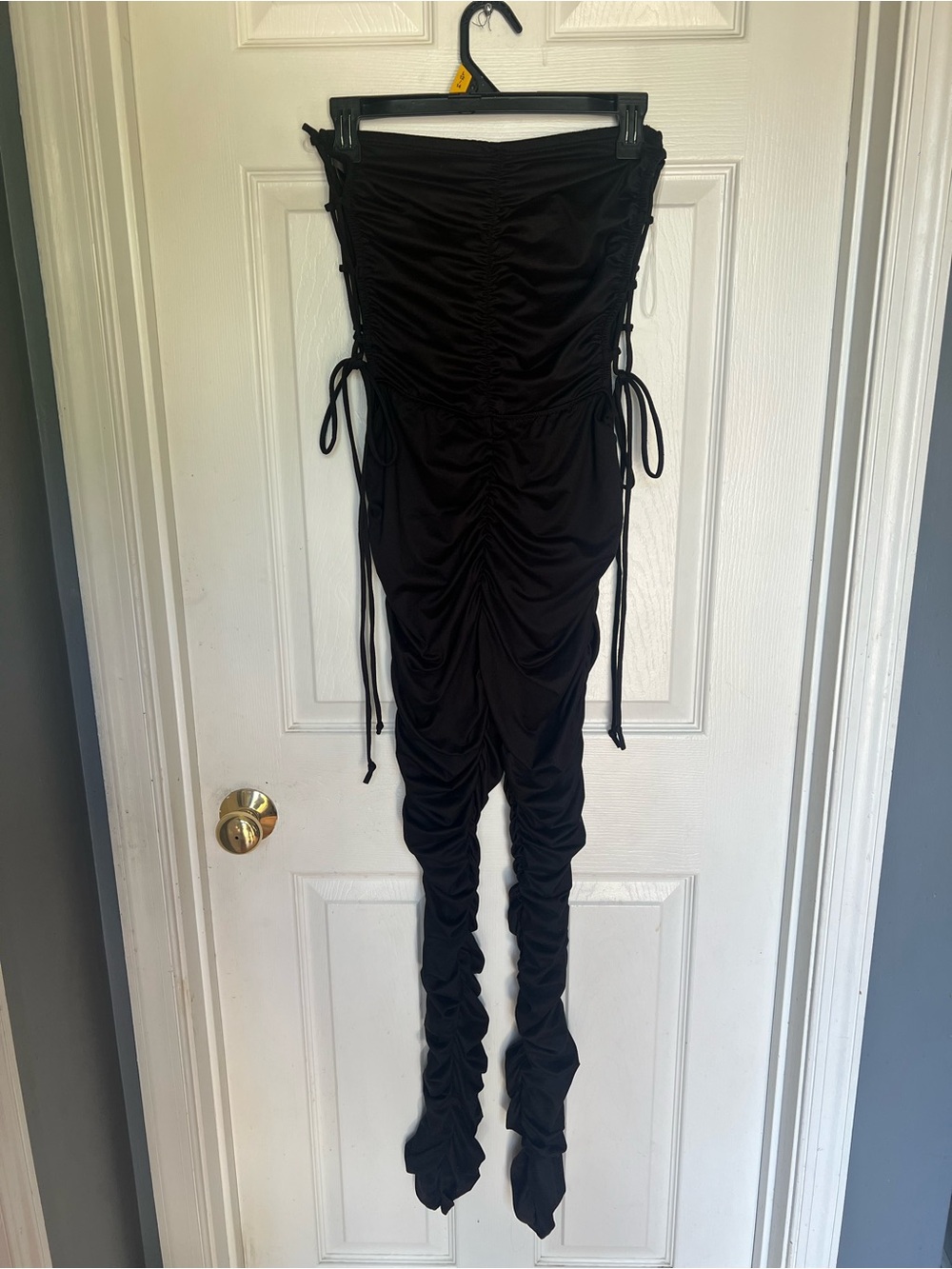 Black Ruched Side-Tie Jumpsuit